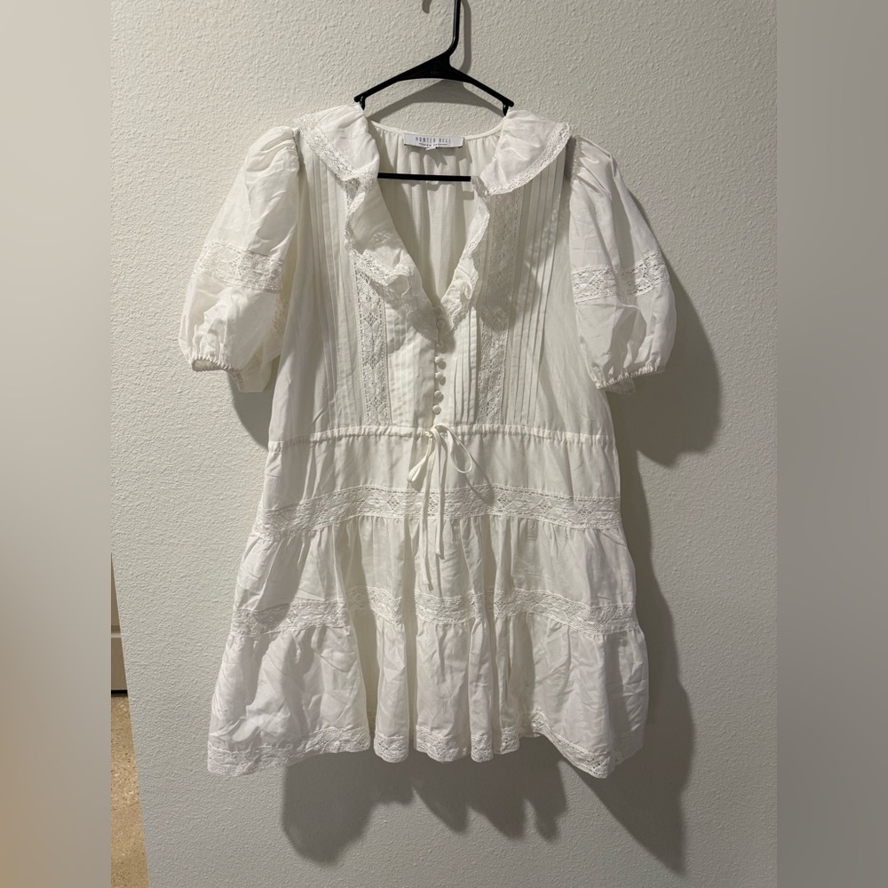 Hunter Bell White Lace Trimmed Dress